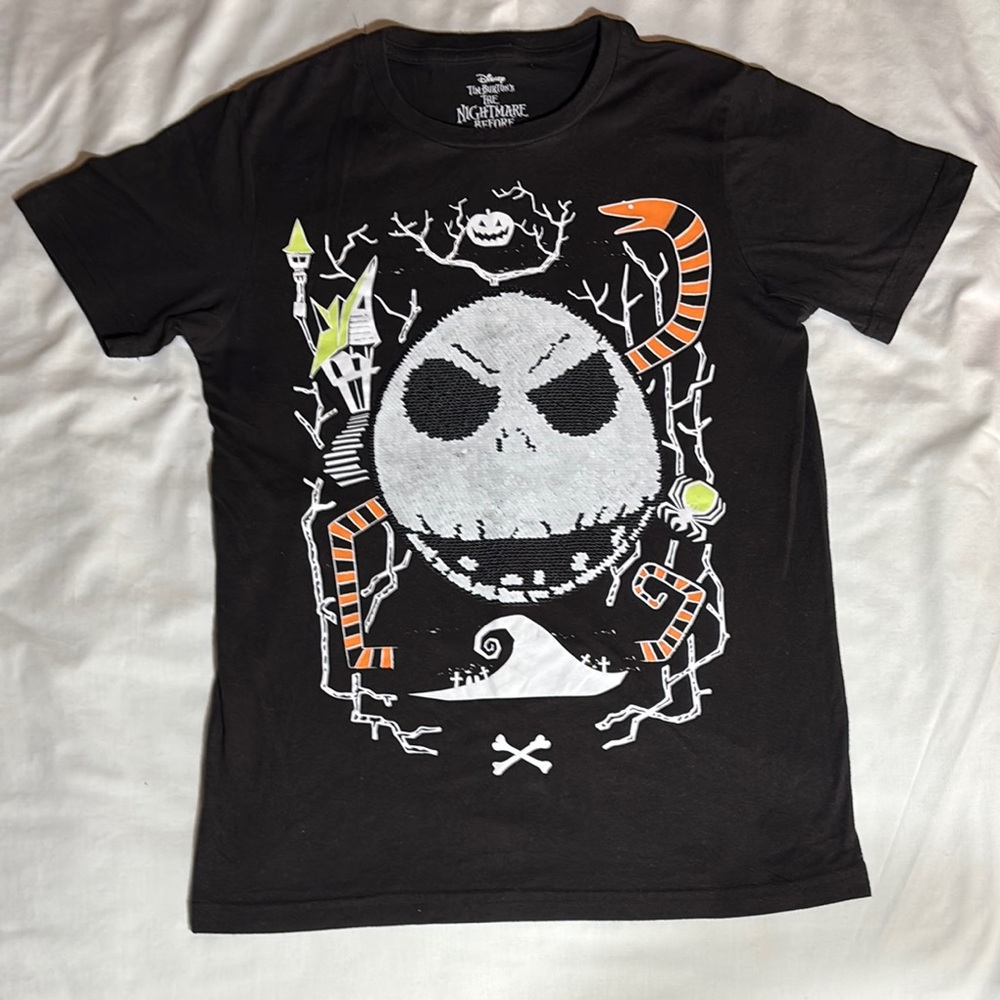 Disney Nightmare Before Christmas w/Jack Skellington Sequin Face T-shirt